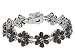 PLATINUM PLATED STERLING SILVER 13.96CTW GARNET FLOWER DESIGN BRACELET