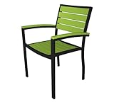IMAGE OF Polywood Euro All-Weather Dining Chair, Black with Lime Green Slats