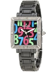 Invicta Womens 10270 Ceramics Diamond Accented Black Dial Black Ceramic Watch