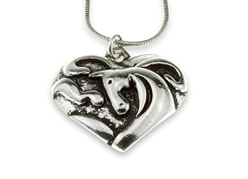 Unisex Fine Stylish Heart Shaped Horse Pendant Silver Necklace Perfect Designer Jewelry for Girls Women