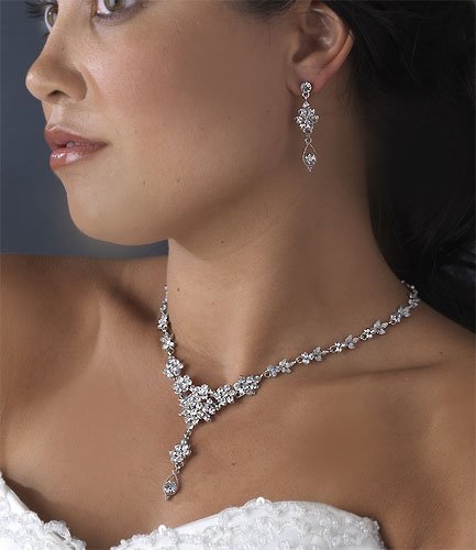 Wedding Jewelry, Necklace & Earring Rhinestone Set 610