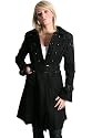 N22 New Womens Black Embellished Wool Military Coat Size 8-14 UK