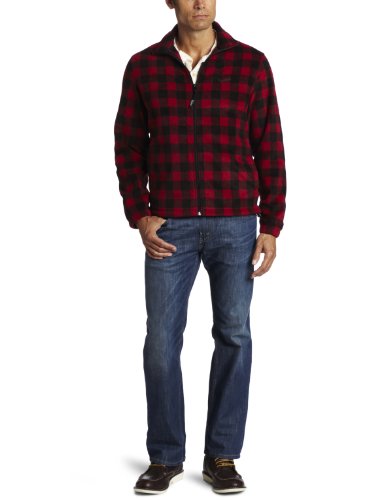 Woolrich Men's Andes Printed Fleece Jacket, Buffalo Red and Black, Medium On Sale