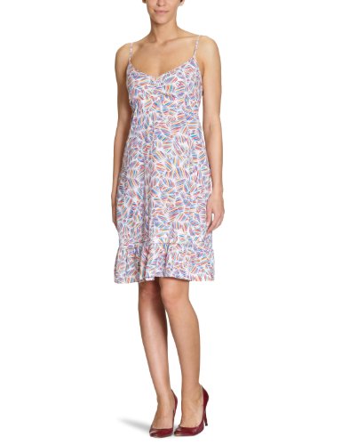 edc by ESPRIT Damen Kleid/ Knielang 061CC1E020, Gr. 34, Mehrfarbig (199 white colorway) Preisvergleich