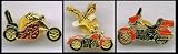F - Motorcycle Biker Hat Pin Set of 3-Motorcycle Pin Hat Vest Lapel Bike Set
