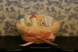 Dollhouse Miniature Pink Baby Basket Filled