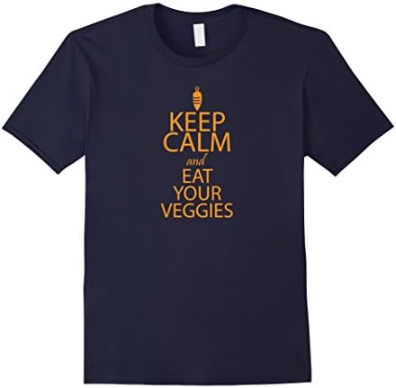 Men's Keep Calm And Eat Your Veggies, Funny Vegetable Vegan Shirt Large Navy