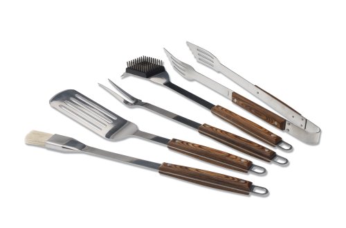 Grillfinity 130200 Gourmet 5-Piece Pakka Wood Grilling Tool Set, with Case  Picture
