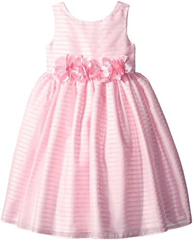 Kleinfeld Pink Little Girls' Angelina Organza Boucle Dress with Rhinestone Center Flowers, Pink, 4T