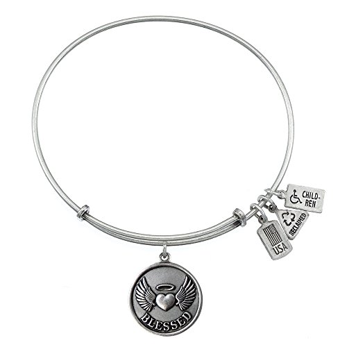 Wind and Fire Blessed Charm Bangle Bracelet (Antique Silvertone Finish)