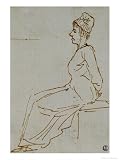 Queen Marie-Antoinette on the Way to the Guillotine, Pen, Brown Ink Fine Art Giclee Poster Print by Jacques-Louis David, 12x16