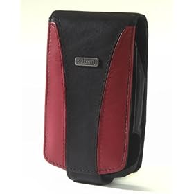 HP iPAQ 6500 / 6900 Premium Black & Red Leather Flip Style Case with removable clip by Prima Cases