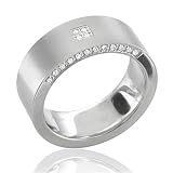Men's Stainless Steel Diamond Band Ring (H, SI, 0.08 carat)-Band Width:7mm-Size 8