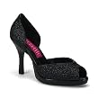 3 3/4 Inch Sexy Shoes High Heel Peep Toe Pumps Glittery Dorsay Shoe Patent Piping Black Gold Silver