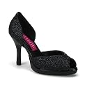 3 3/4 Inch Sexy Shoes High Heel Peep Toe Pumps Glittery Dorsay Shoe Patent Piping Black Gold Silver