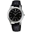Casio Men's MTP1093E-1A Leather Quartz Watch with Black Dial