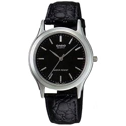 Casio Men's MTP1093E-1A Black Leather Quartz Watch with Black Dial