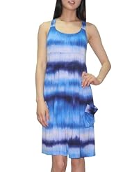 Scoop Neck Rayon/Spandex Tank Summer Pleated Lace-Up  Dress