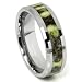 Tungsten Carbide Green Riverstone Inlay Wedding Band Ring