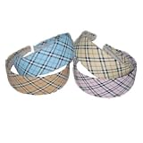Fashionable and Trendy Plaid Head bands Patterned in Aqua Blue, Brown, Beige and Pink. Super Sale on the 4 pack