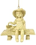 Victorian Girl On Bench With Basket Christmas Ornament