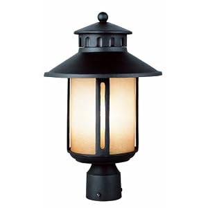 Trans Globe Lighting 5953 BK 15-Inch 1-Light Outdoor Medium Post Top Lantern, Black