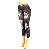 Acid Wash Leggings Stretch Skinny Jeans Faux Denim Blue
