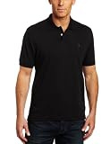 IZOD Men's Short Sleeve Interlock Polo, Black, X-Large