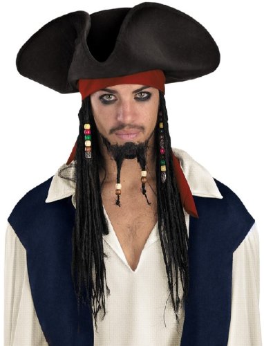 Pirate Hat with Beaded Braids Adult