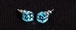 5mm Dice Post Earrings, Translucent Aqua w/White
