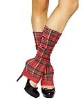 Sexy Adult Women Leg Warmer By Roma, Red Plaid, One Size