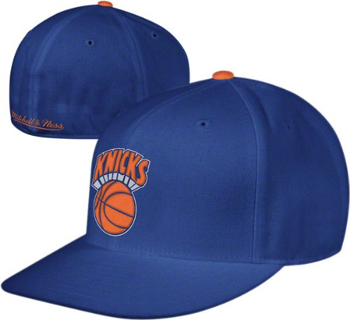 New York Knicks Blue Mitchell & Ness Hardwood Classics Basic Logo Fitted Hat