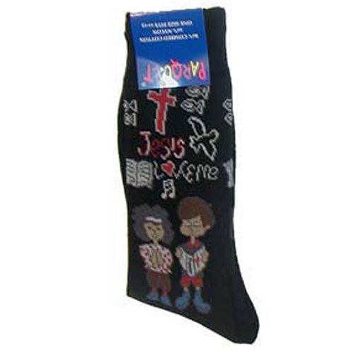 Jesus Loves Me Men's Black Novelty Cotton Socks