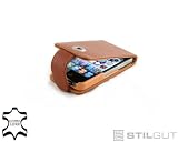 Exklusive Ledertasche für Apple iPhone 4 16GB & 32GB aufklappbar in Cognac aus echtem Leder von StilGut