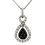 Pave/Black Diamond Pear Shaped Pendant on Chain.50cttw