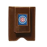 Chicago Cubs Brown Leather Money Clip & Card Case