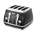Delonghi Vintage Icona Storica CTOV4003.BK 4-Slice Toaster, Matt Black