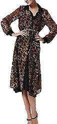 Knee Length Leopard Print Chiffon Belted   Ball Gown  Dress