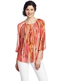 Chaus Women's Watercolor Strokes Peasant Blouse