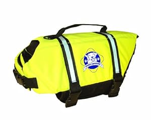 Paws Aboard Large Designer Doggy Life Jacket, Neon Yellow