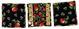 April Cornell Apple Black Pot Holders Set of 3