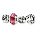 #1 Mom Sterling Silver and Glass Charm Set
