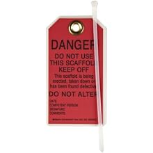 Brady 86453 5-3/4" Height, 3" Width, B-852 Reusable Dura-Tag, Black On Red Color Scaffolding Tags (Pack Of 10)