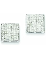 1.4 Carat 14K White Gold Princess Diamond Screwback Earrings