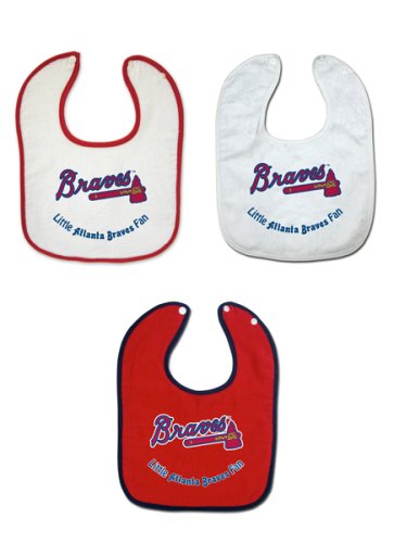 Atlanta Braves 3 Pack Snap Bib Set