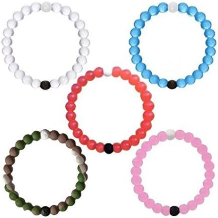 Transparent Silicone Beaded Bracelet Large Set of 5 (White+Blue+Pink+Camo+ Red)