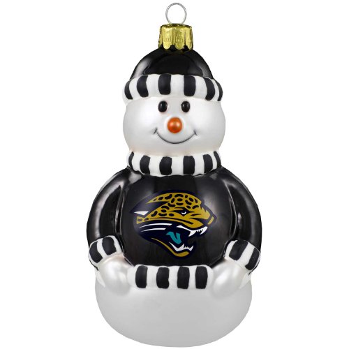 NFL Jacksonville Jaguars Blown Glass Snowman Ornament