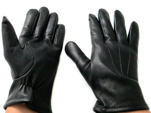 Fownes Mens Cashmere Lined Black Lambskin Leather Gloves