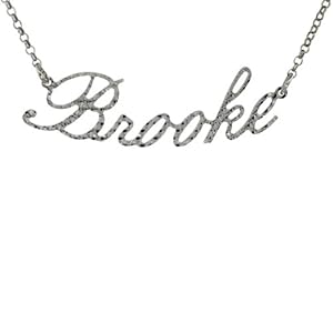 Sterling Silver BROOKE Name Pendant 16 in. Cable Chain Necklace (w/ 1 1/2 in. Extension) Diamond Cut Finish