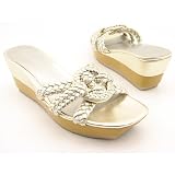 Nine West Zayden Slides Open Toe Shoes Gold Womens